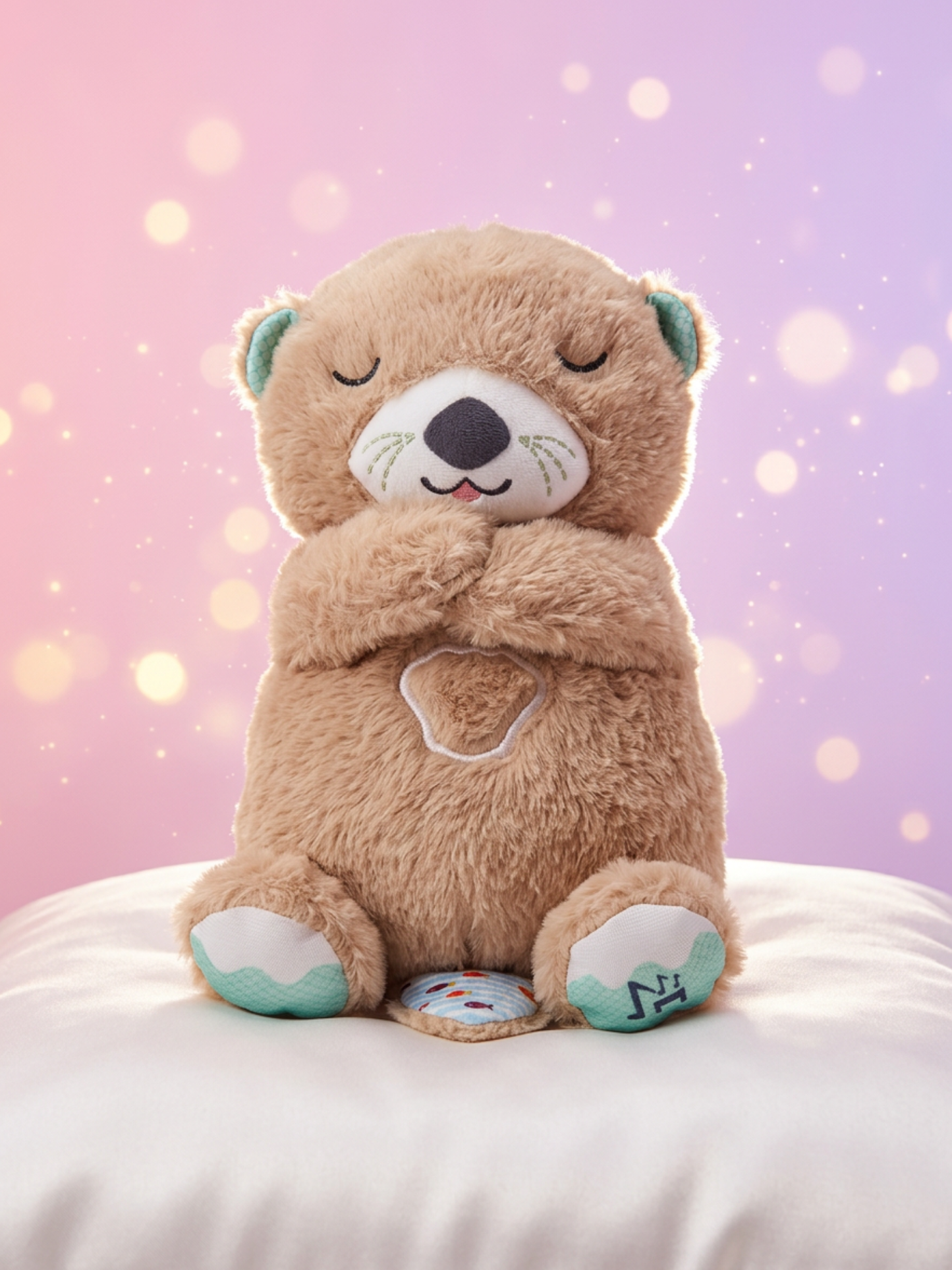 Peluche nutria bebé en manos - vista detalle